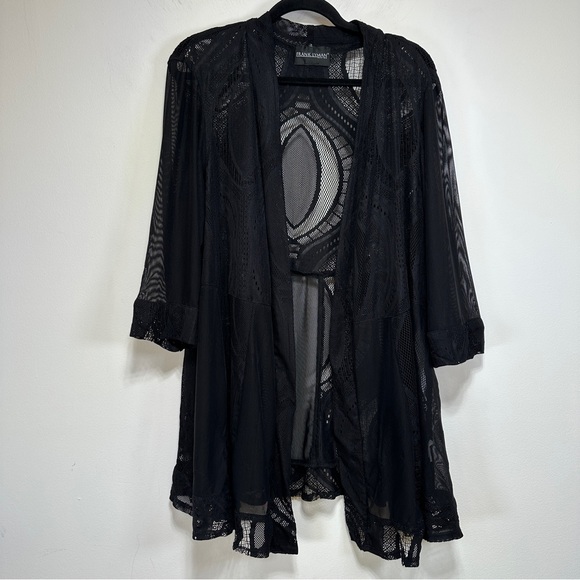 Frank Lyman Design Tops - FRANK LYMAN Black Lace Kimono Cardigan Sheer Boho Layering Top Size L